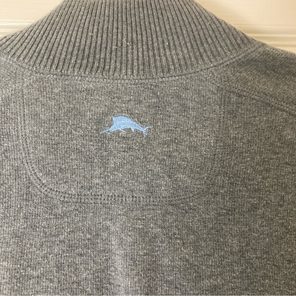 Tommy Bahama Sweater Men's Gray/Blue Quarter Zip Long Sleeve Reversible Pullover - Picture 16 of 16